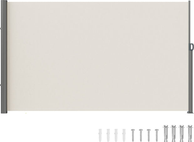 Zijluifel - 200 x 300 cm - Polyesterweefsel (180 g/m²), PU-coating, met Uitschuifbare Handgreep en Veermechanisme, voor Balkons en Terrassen, Beige