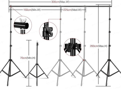 Photo Studio Softbox Lighting Kit with Background Frame - Backdrop System - Studio Photography - Includes 3 Backdrops, Tripod, Reflector Board and 4 Umbrellas - Complete Set