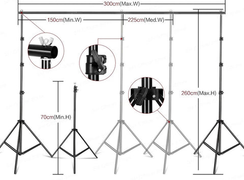 Fotostudio Softbox Verlichtingskit met Achtergrondframe - Achtergrondsysteem - Studio Fotografie - Inclusief 3 Achtergronden, Statief, Reflectorbord en 4 Paraplu's - Complete Set