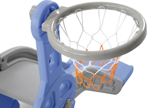 Glijbaan voor kinderen - 4 in 1 kinderglijbaan, schommel met basketbalstandaard, klimladder, schommel, tuinglijbaan voor binnen en buiten