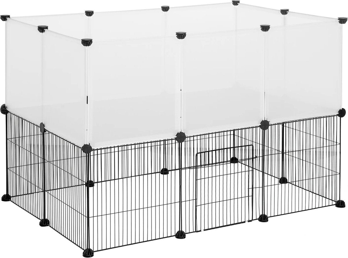 Dierenren - Kat - Hond - Binnenhuis - Ren - Buitenhuis - 107 cm x 72 cm x 72 cm - Wit