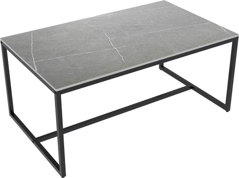 Salontafel - Gesinterd Steen Salontafel - Marmerlook - Rechthoek - Grijs - 100x60x43cm