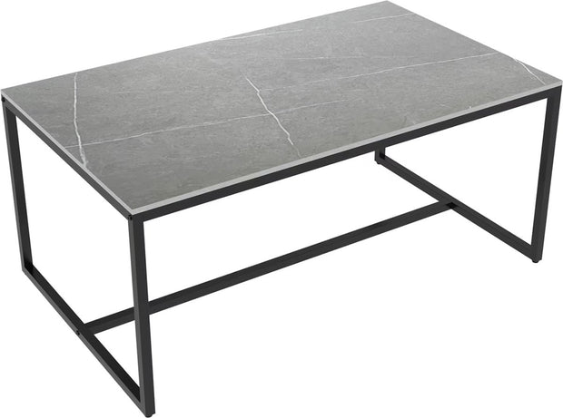 Salontafel - Gesinterd Steen Salontafel - Marmerlook - Rechthoek - Grijs - 100x60x43cm