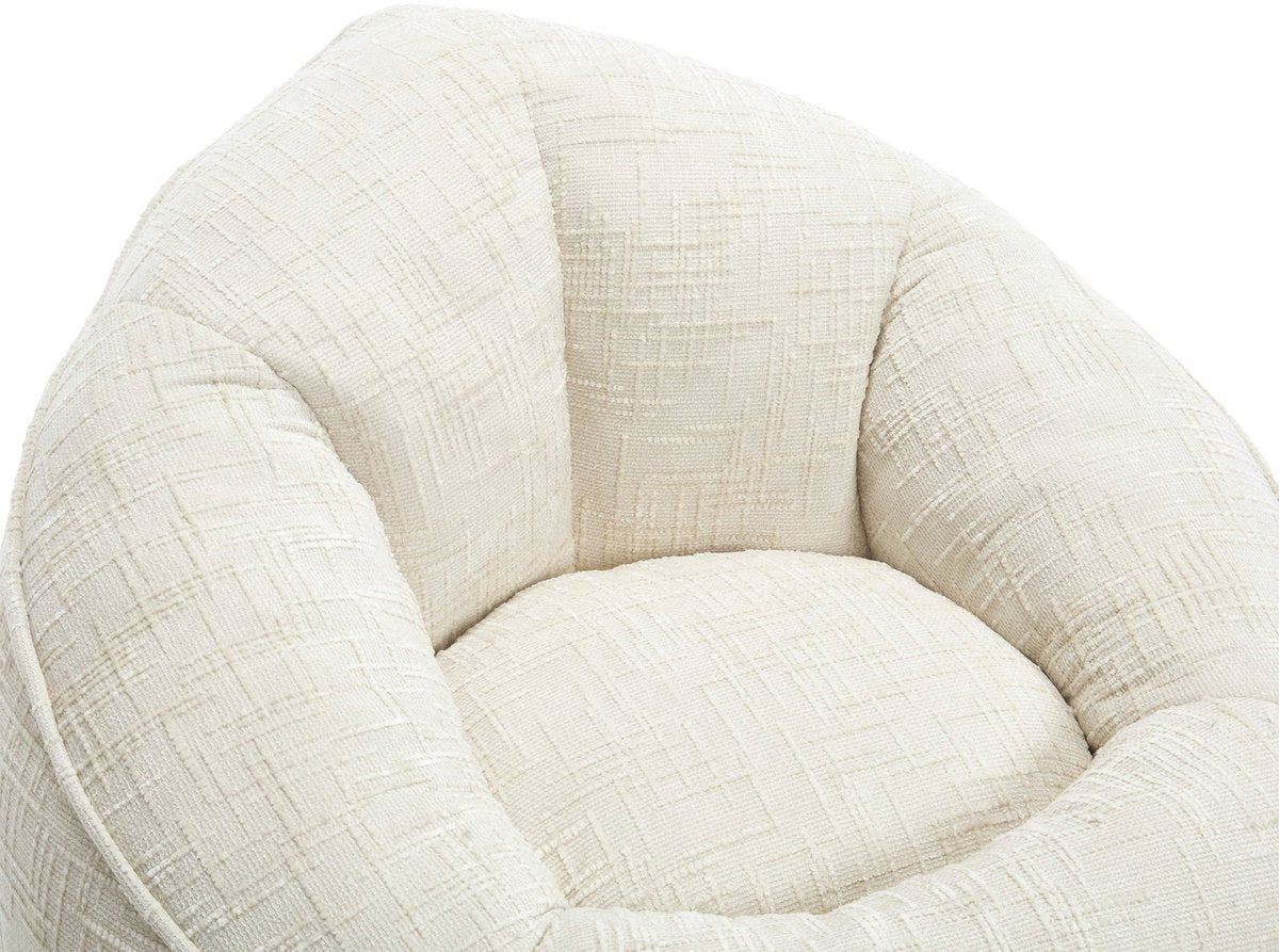 Zitzak met Voetensteun - Stoel met Hoge Druk Schuimvulling - Ergonomisch Ontwerp - Chenille Stof - 89x88x76 cm - Beige