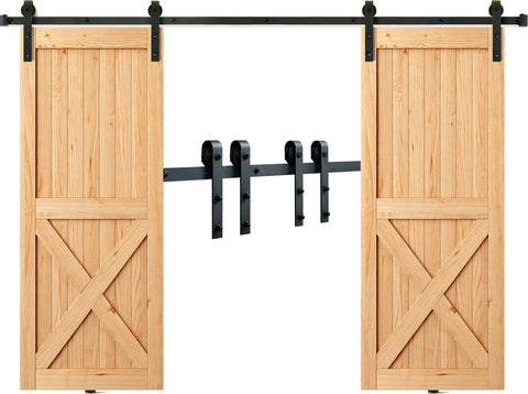 Schuifdeurbeslag - J-Vormig Systeem - 244 cm - 150 kg Draagvermogen - Soepel en Stil Glijden - Eenvoudige Installatie - Geschikt Voor Dubbele Deuren - Perfect Voor Slaapkamers, Kasten, Badkamers