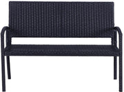 Tuinbank-Rattan Buitenkant-Steel Frame-2 Zitters-Zwart-122 x 60 x 85 cm