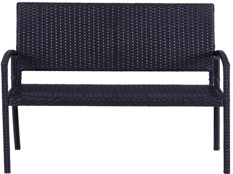 Tuinbank-Rattan Buitenkant-Steel Frame-2 Zitters-Zwart-122 x 60 x 85 cm