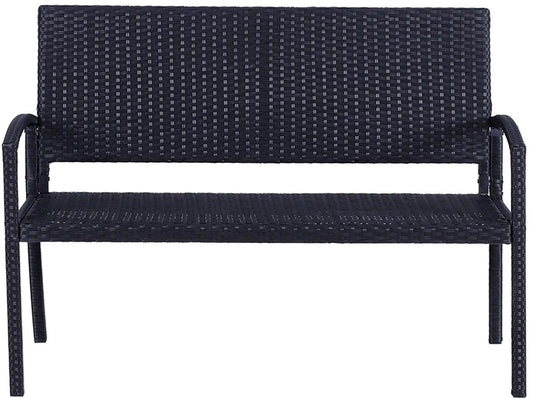 Tuinbank - Rattan - Stalen Frame - 2-Zits - Zwart - 122 x 60 x 85 cm