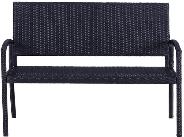 Tuinbank - Rattan - Stalen Frame - 2-Zits - Zwart - 122 x 60 x 85 cm