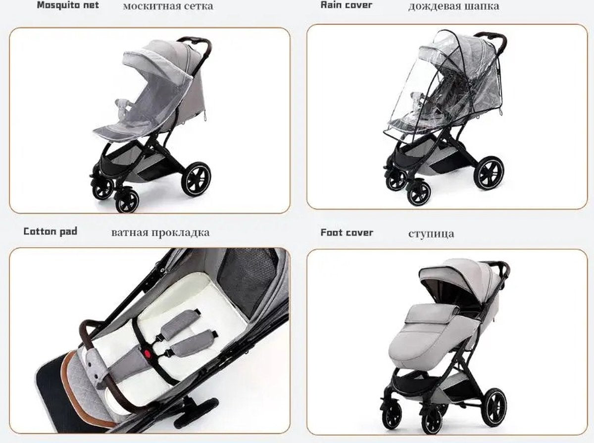 Stroller - Foldable - Sit and lie - Sun visor - Lightweight - Blue