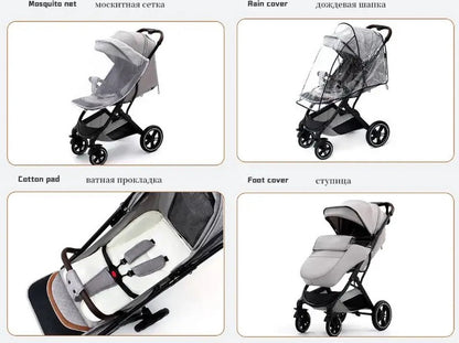 Stroller - Foldable - Sit and lie - Sun visor - Lightweight - Blue