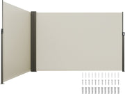 Zijluifel - Gemaakt van 180 g/m² Polyesterweefsel met PU-coating, 200 x 600 cm, met Uitschuifbare Handgreep en Veermechanisme, voor Balkons en Terrassen, Beige