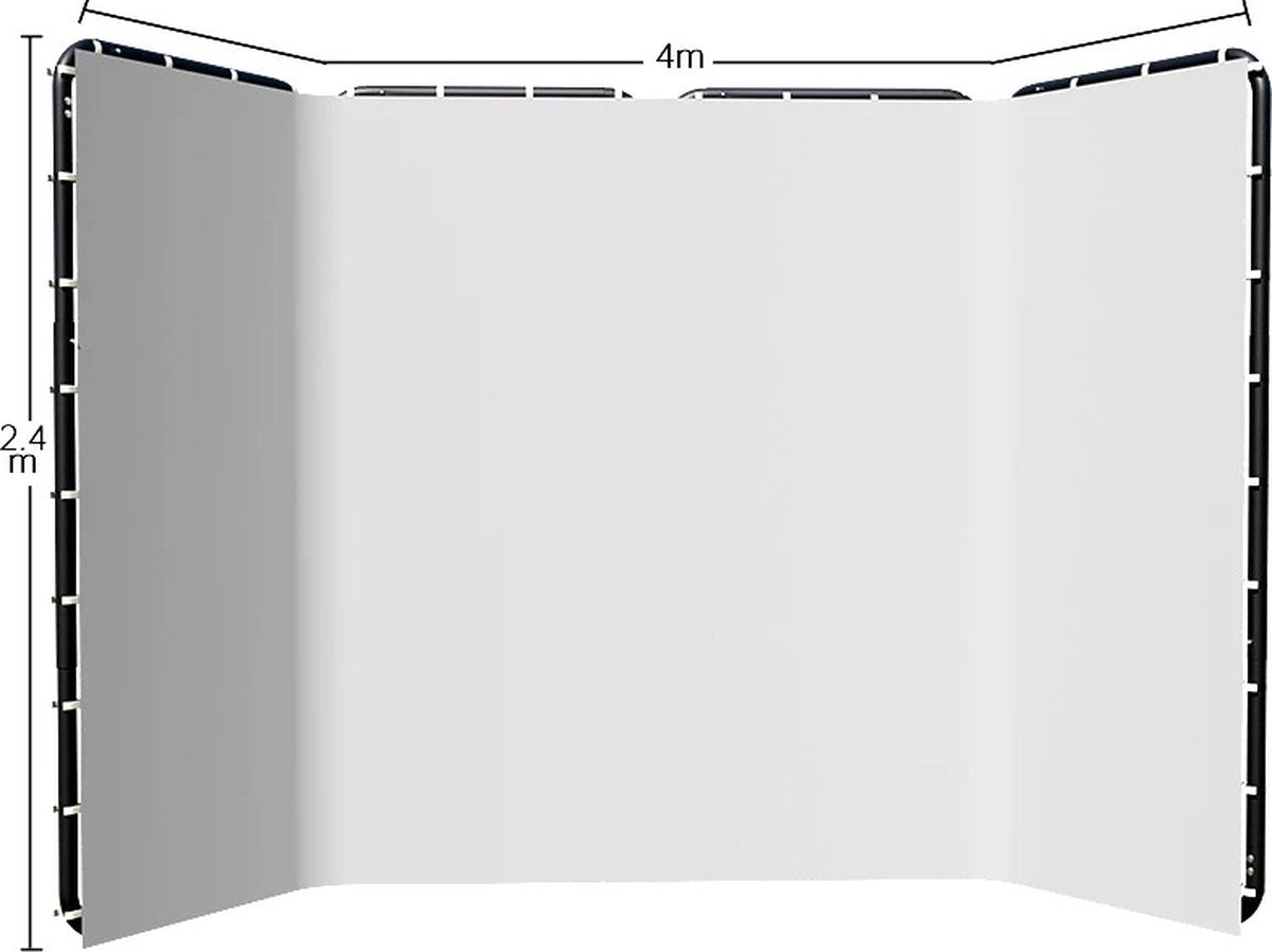 White screen - Foto studio - Achtergrond doek - Panoramische frames - Inclusief opslag tas - Wit - 240 cm x 400 cm - Geschikt voor fotografie of video opnames