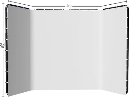 White screen - Foto studio - Achtergrond doek - Panoramische frames - Inclusief opslag tas - Wit - 240 cm x 400 cm - Geschikt voor fotografie of video opnames