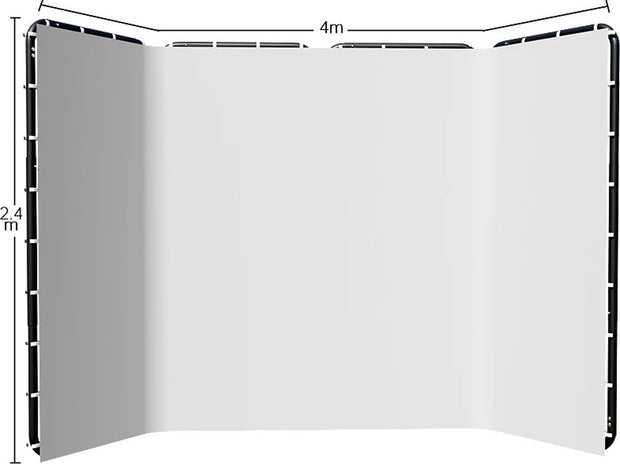 White screen - Photo studio - Background cloth - Panoramic frames - Including storage bag - White - 240 cm x 400 cm - Suitable for photography or video recordings
