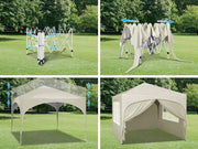 Partytent - Partytent met zijwanden - Opvouwbaar - Paviljoen - Waterdicht - 3x3 m - Beige