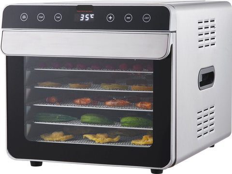 Dehydrator – 700W – 6 Dienbladen – 35-85℃ Temperatuurregeling – Geschikt voor het Drogen van Vlees, Fruit en Groenten – Ideaal voor Keukens en Voedselbereiding