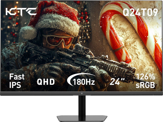Gamingmonitor - 24-inch 2560*1440 16:9 snel IPS-scherm - 180 Hz - FreeSync en G-Sync - 126% sRGB - HDR-ondersteuningweinig blauw licht - ondersteuning voor wandmontage en kantelaanpassing - 2 x HDMI2.0 - 2 x DP1.4 - 1 x koptelefoonaansluiting - QUORE