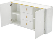 LED - Modern wit dressoir met LEDverlichting - 150x35x80 cm - 2 deuren, 3 lades en RGB-kleuren - Opbergkast voor woonkamer, eetkamer of hal - Wit