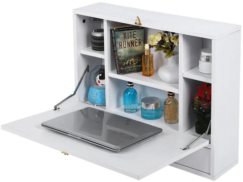 Opvouwbaar Laptopbureau - Bureau-opbergrek - Opbergdoos - Laptopbureau - Laptopstandaard - 60 x 50 x 15 cm - Wit
