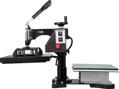 Warmte Persmachine Transferpers - 2 In 1 Hittepers - Met 25,4 x 30,5 cm Hitteplaat, Digitale Led-temperatuurregelaar - Voor Het Aanbrengen Van Letters - Cijfers En Patronen Op Petten - T-Shirts - Kopjes - Borden - Zwart