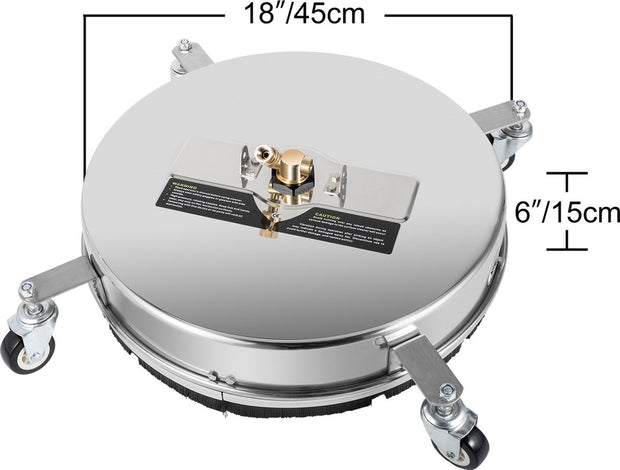 Hogedrukreiniger - Dia.45 cm - Roterende Oppervlaktereiniger - Max.4000PSI - Hogedrukreiniger Stoom - 304 RVS - Roterend Mondstuk en Borstelhaar - Zilver