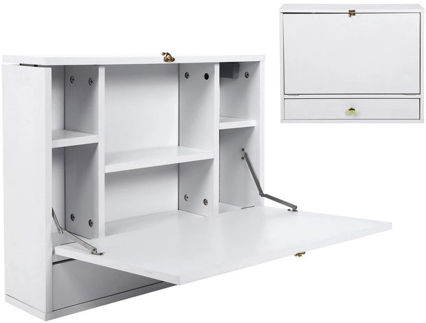 Opvouwbaar Laptopbureau - Bureau-opbergrek - Opbergdoos - Laptopbureau - Laptopstandaard - 60 x 50 x 15 cm - Wit