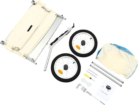 Fietsaanhangwagen - Fietstrailer - 50KG - Beige Blauw - Aluminium