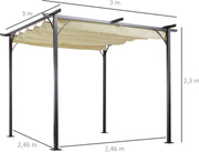 Cabrio-zonnedak - Luifel Tuinpaviljoen - Waterafstotende Luifel 3 x 3 m - Beige