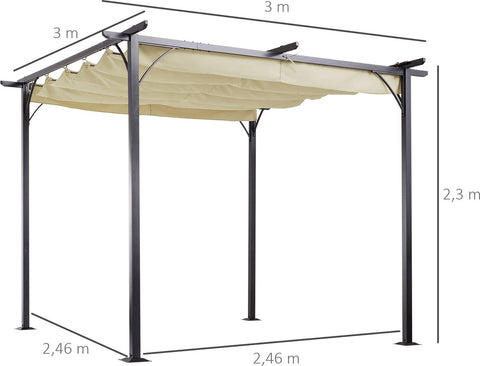 Cabrio-zonnedak - Luifel Tuinpaviljoen - Waterafstotende Luifel 3 x 3 m - Beige