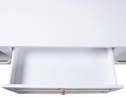 TV-Meubel - van Natuurlijke Houtmix - met Deuren en Lades - TV-Meubel met Rotan Zijkanten - Opbergoplossing - Natuurlijke - Landhuisstijl