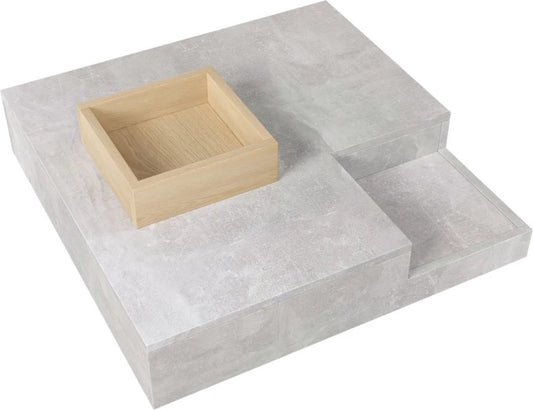 Coffee Table - Side Table With Removable Storage Box - Living Room Table - Concrete Gray - 72x72x30cm