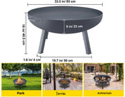 Vuurkorf - Voor buiten - 85 cm Diameter - 2-in-1 Functionele en Ondersteunende