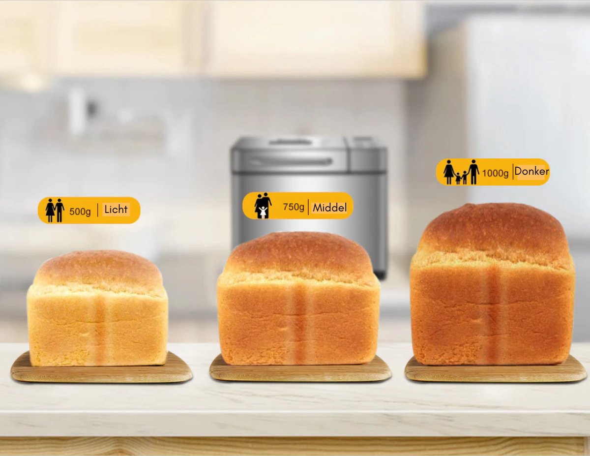 Bread Machine - Bread Baking Machine - Bread Maker Machine - Bread Maker - Food Processor - Automatic Bread Maker - 650W - Silver - 1000g