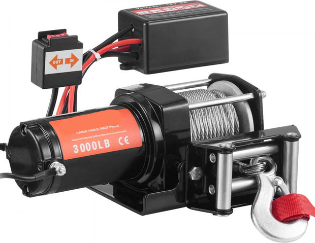 Elektrische lier - 12V - Lier 3000lbs/1361kg - Offroad motorlier - Kabel elektrische lier - Staalkabel met draadloze afstandsbediening - Zwart