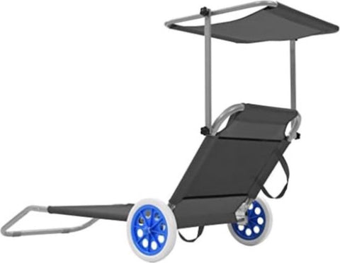 Strandstoel Inklapbaar - Strandstoel Opvouwbaar - Strandstoel Volwassenen - Strandstoel Verstelbaar - Strandstoel Met Wielen - Grijs