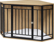 Hondenkennel Hoek - Hoekvormige Honden Bench - Dierenkennel - Bench Hond - Bench Kat - Honden Kussen - Hoek Bench - Bijzet Tafel Bench - Honden Hok - Binnen Kennel - Hout - 111x67x60CM - Grote Honden Kennel Met Hout