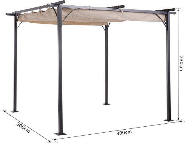 Cabrio-zonnedak - Luifel Tuinpaviljoen - Waterafstotende Luifel 3 x 3 m - Beige
