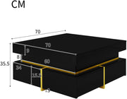Salontafels - Bijzettafel - Keukentafel - Salontafel met opbergruimte - Modern - 70 cm x 35,5 cm - Zwart