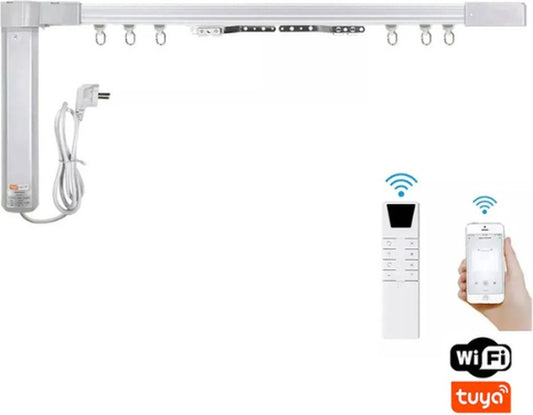 Electric curtain rail system - Automatic curtain - Smart curtain - With voice control - 2.1 meters