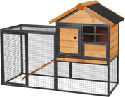 Konijnenhok voor buiten - Weerbestendig - Met ren - Kooi - Groot konijnen hok - Zwart