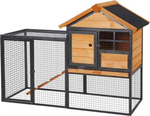 Konijnenhok voor buiten - Weerbestendig - Met ren - Kooi - Groot konijnen hok - Zwart