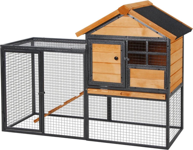 Konijnenhok voor buiten - Weerbestendig - Met ren - Kooi - Groot konijnen hok - Zwart
