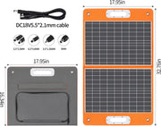 60W opvouwbaar zonnepaneel, draagbare zonnelader met DC-uitgangen, 2 USB-uitgangen