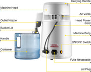 Destilleerapparaat- Destilleerketel - Water Destilleerder - 4L - Maak Zelf Gedestilleerd Water - Puur Water
