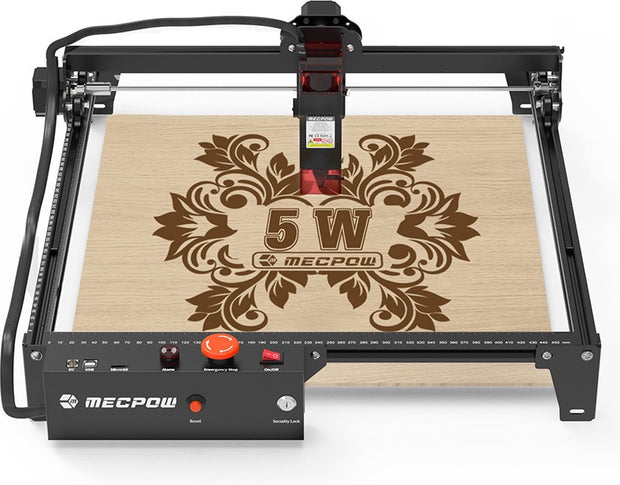 5W lasergraveermachine met veiligheidsslot, noodstop, vlamdetectie, gyroscoopsensor - EU-stekker
