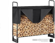 Firewood rack - Outdoor wood storage - Wood storage - With waterproof cover - 132x36x117cm
