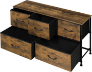 Dressoir Kasten - Dressoir Tv Kast - 5 Lades - Slaapkamer Dressoirs - Kledingkast - Rustiek Bruin met Zwart