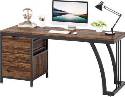 Bureau - met 3 Schakelbare Ladekast - Computerbureau - Computertafel - Bureautafel Bruin - 150 x 50 x 75 cm