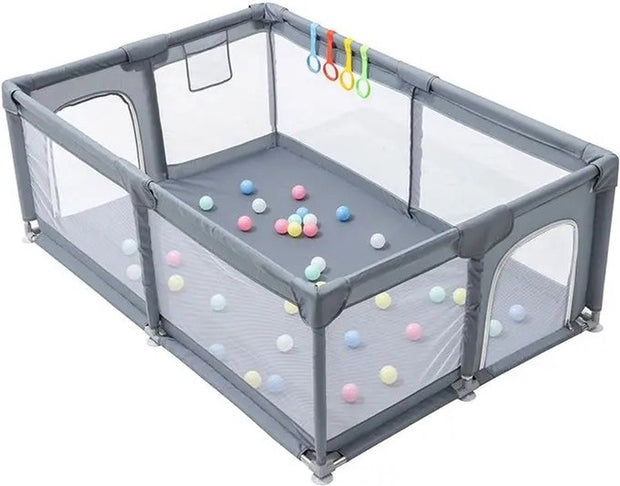 Opvouwbare babybox - Babyspeeltuin - Grondbox - Speelbox - Veiligheidshek - Baby kruipruimte - Inklapbaar - Ballenbak - Grijs - 120x180cm